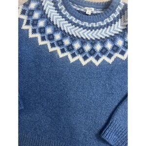 LL Bean Sweater Lambs Wool Ragg Fair Isle Nordic Womens Large Petite Pullover